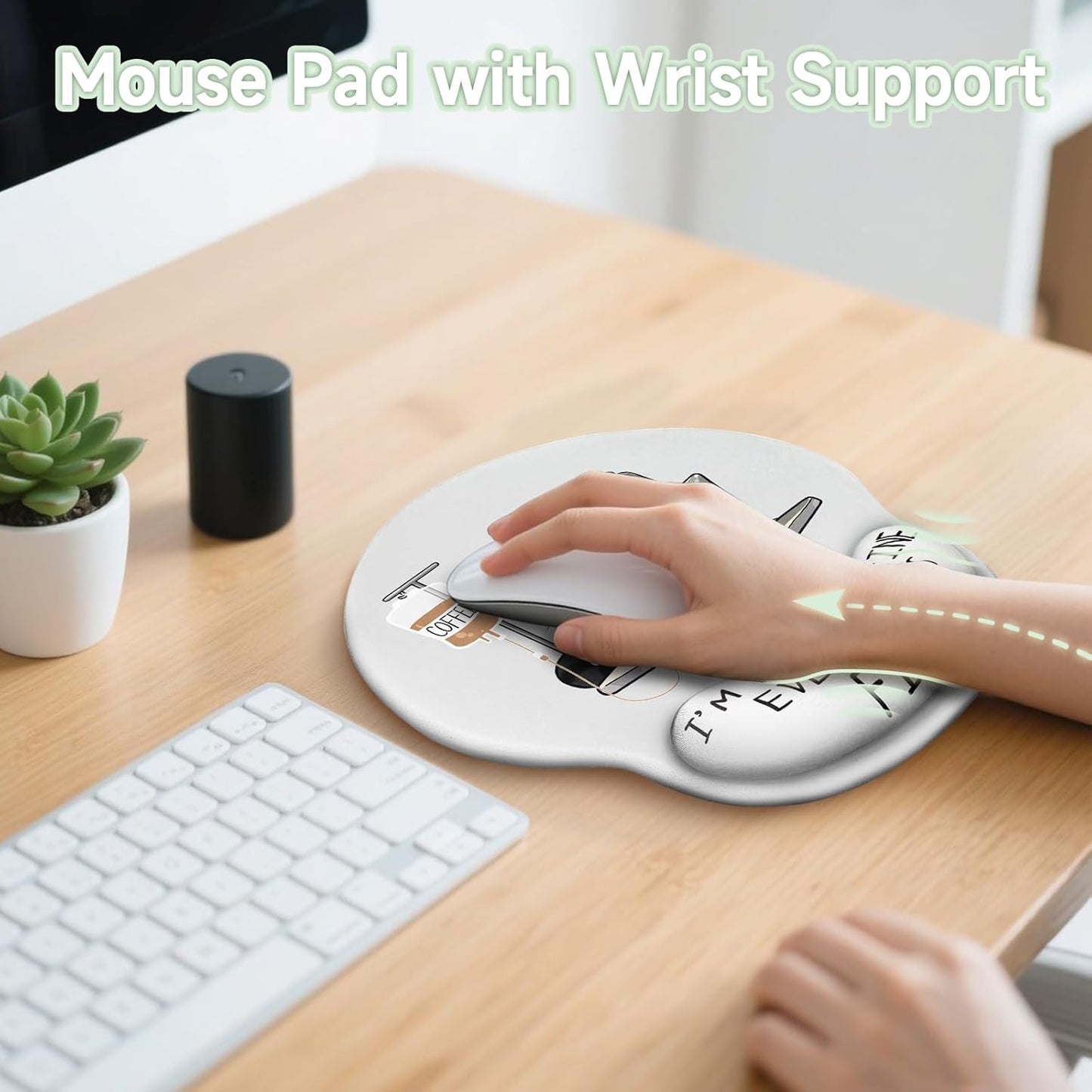 LIMKRIAN Cat Ergonomic Mouse Pad with Wrist Rest, Gaming Mouse Pad with Wrist Support, Funny Mouse Pads for Desk, Computer Mousepad with Non-Slip Pain Relief PU Base, Cute Office Desk Accessories