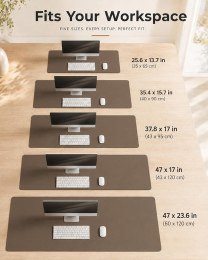 Aothia Dual-Sided Desk Pad - 25.6x13.7 inches Leather Desk Mat, Natural Cork Desk Pad Protector, Large Mouse Pad for Desk, Waterproof Desk Blotter Pad, Desk Writing Pad for Office Work/Home, Black