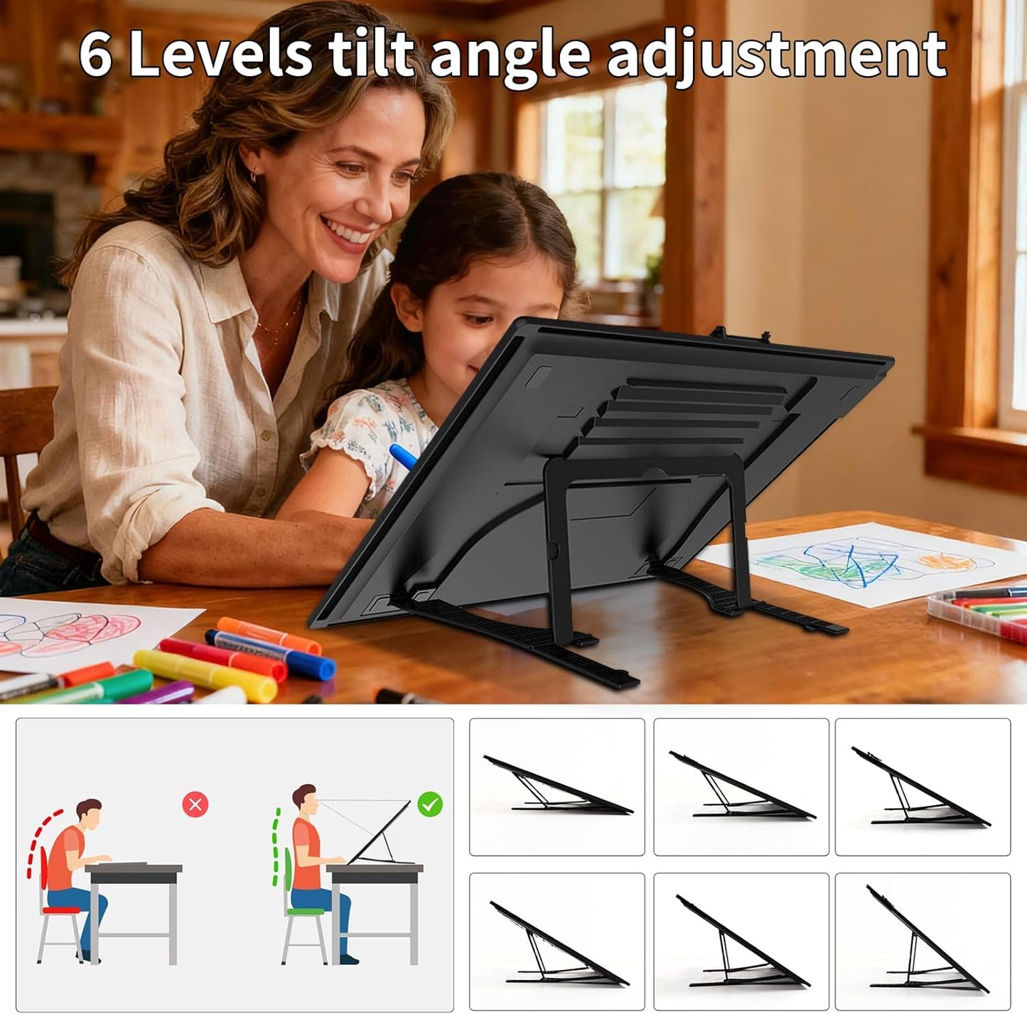 HIUKCOLED Rechargeable A4 Light Pad, Battery Powered Light Board with Carry Bag, Built-in Top Clip＆Stand, Stepless Dimmable＆6-Level Brightness Adjustable, Wireless LED Tracing Box for Weeing Vinyl