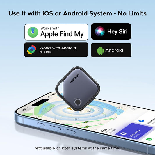 UGREEN Finder Duo (iOS and Android) Air Tracker Tags 4 Pack, Rechargeable Android Tracker Tags Bluetooth Key Finder Compatible with iOS and Android for Keys, Luggage and More