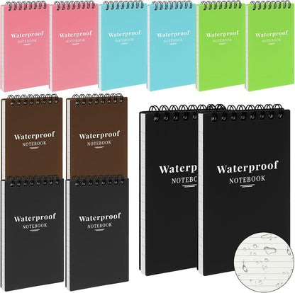 wavamawa 6 Pack Waterproof Pocket Notebooks, 3x5 Small Notepads, Mini Top Spiral Notebook, Lined College Ruled Paper, Tiny Memo Pads for Home, Office, Work, School, or Travel
