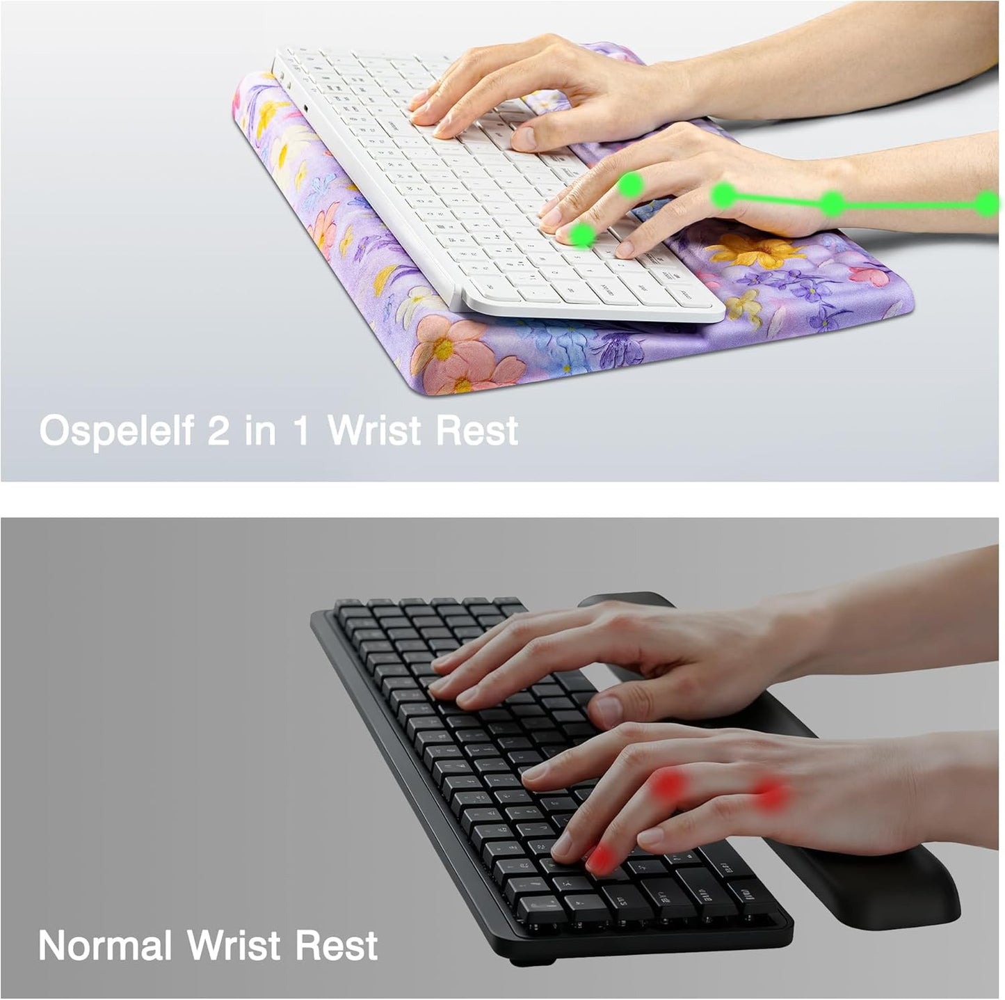 Ospelelf Tilt Keyboard Stand with Wrist Rest, Comfy Ergonomic Keyboard Riser Holder for Office Home