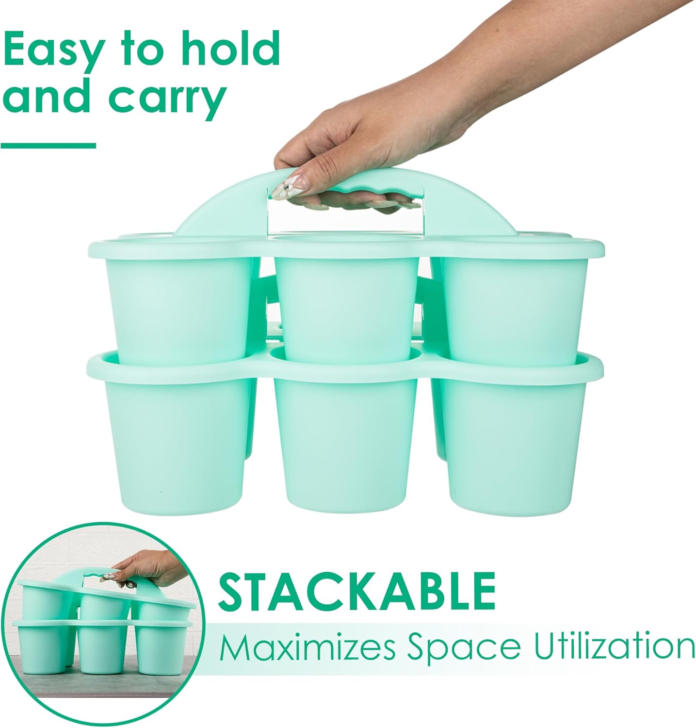 2 Pack Classroom Caddy For School,Kidsroom,Pencil Holder,Plastic Cup Caddy for Drink Delivery (Blue)
