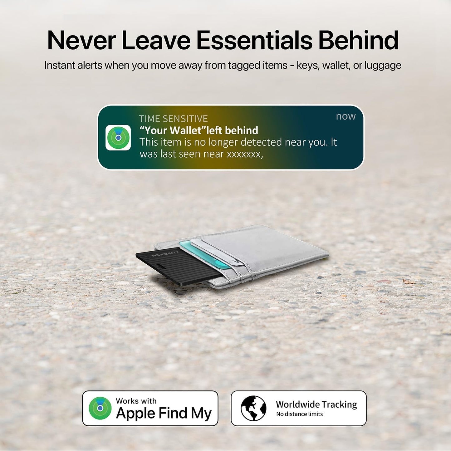 Wallet Tracker Card, Apple MFi Certified, Works with Apple Find My (iOS Only), Rechargeable Wireless Charging Slim Bluetooth Smart Tracking Card, Item Finder for Key, Passport, Luggage, Bag