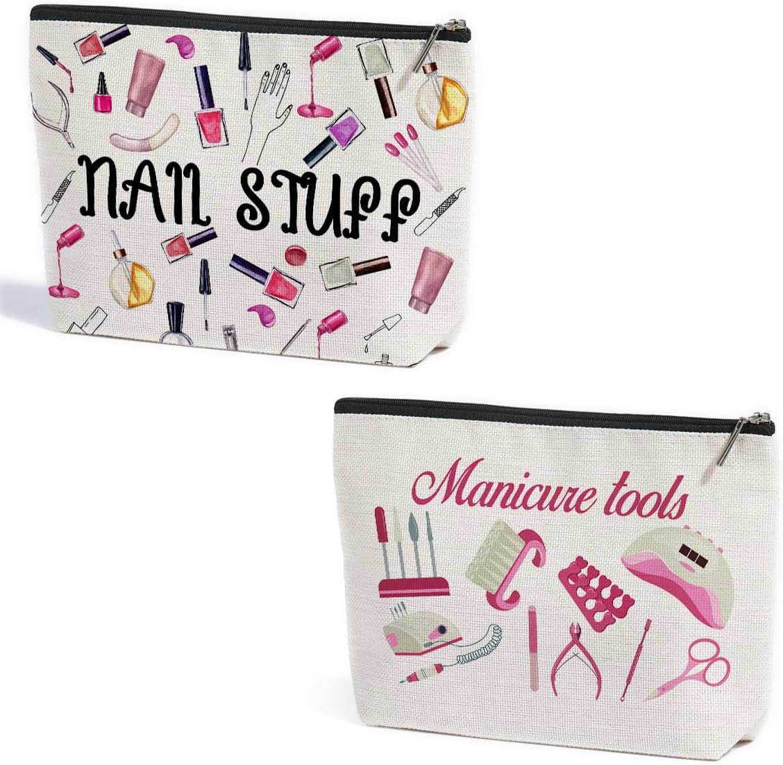 ZHAMEN 2 Pcs Cables Chargers Makeup Bag, Organizer Portable Pouch Purse Travel Essentials Organizer Cosmetic Bags for Women, Roomy Travel Makeup Toiletries Accessories, Birthday Gifts for Women