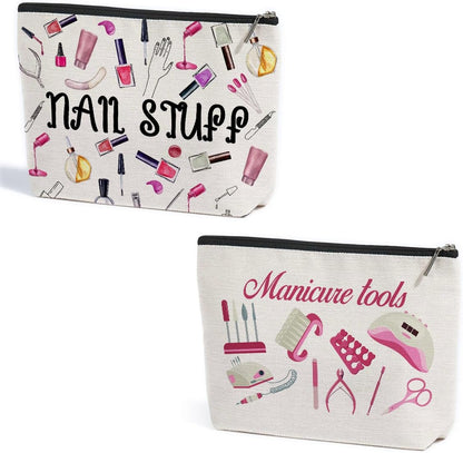 ZHAMEN 2 Pcs Cables Chargers Makeup Bag, Organizer Portable Pouch Purse Travel Essentials Organizer Cosmetic Bags for Women, Roomy Travel Makeup Toiletries Accessories, Birthday Gifts for Women