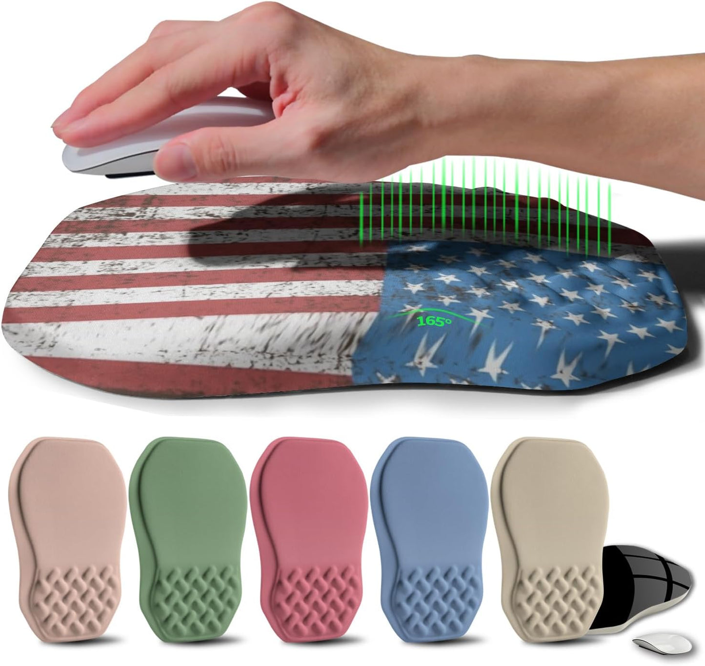 Ergonomic Raised Mouse Pad Wrist Support with Bilateral Slope Memory Foam Mousepad for Wrist Rest and Carpal Tunnel Pain Relief 11.8x7.9〃 Black