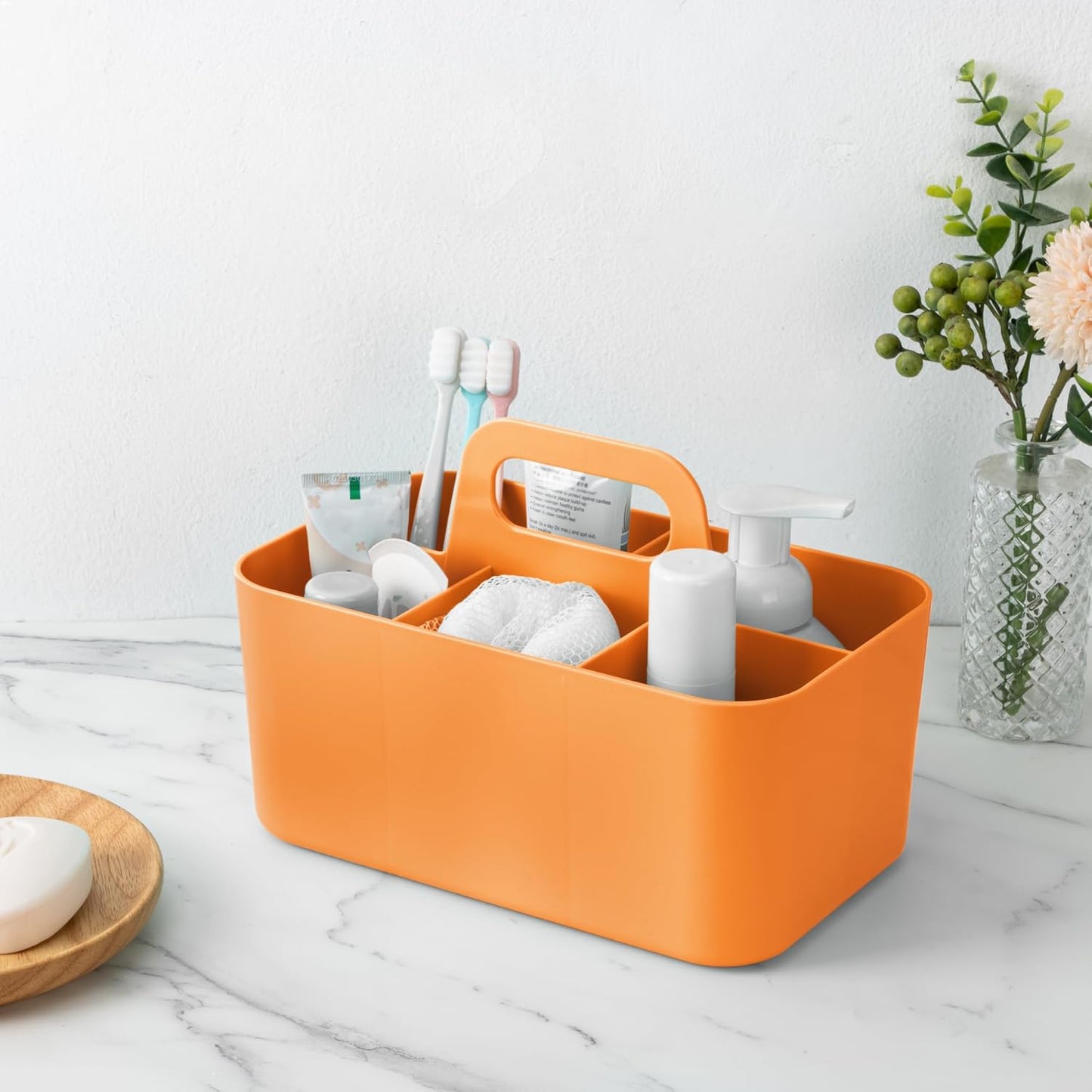 Tiawudi 2 Pack Caddy Organizer with Handle, Portable Plastic Caddy, Storage Organization for Cleaning, Bath, Makeup, Art, Craft, Stationery, Classroom and Office, Tote Organizer