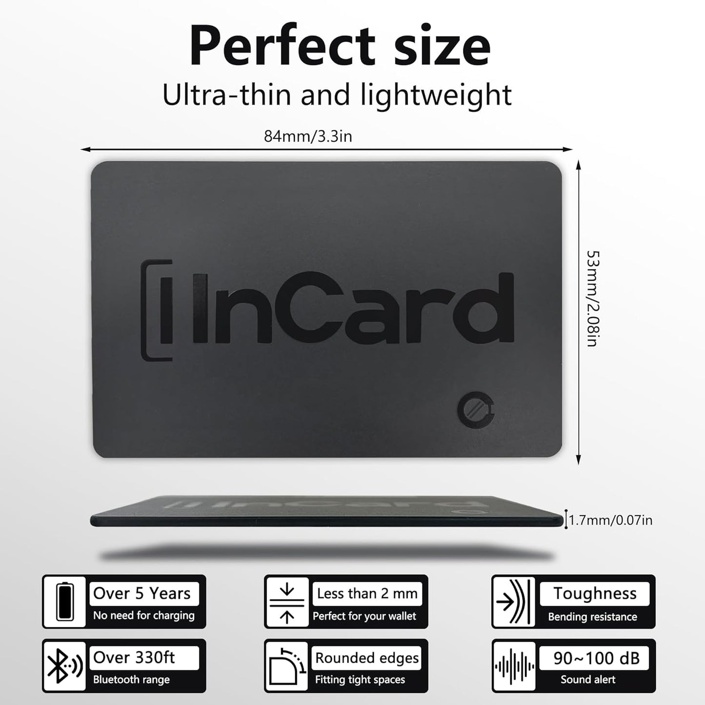 Wallet Tracker (Both iOS and Android) IP68 Bluetooth Smart Finder Card GPS Tracker for Bags Passport Works with Apple Find My (Apple MFi Certified) & Google Find My Device - 5 Year Battery Life