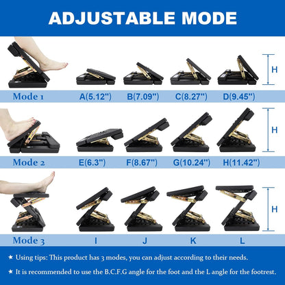 Foldable Foot Rest, Computer Foot Rest Under Desk, 12Modes Adjustable Ergonomic for Office, Loading Capacity 80 pounds, Removable EVA Cushion, All-Season(Black)