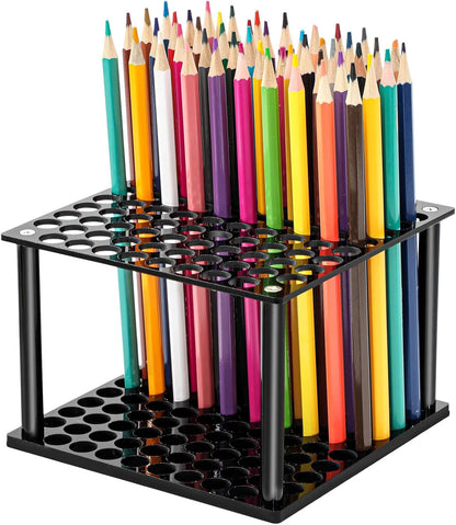Outus 96 Holes Pencil Brush Holder Acrylic Paintbrush Holders Desk Organizer Stand Holder for Pencil Pen Paint Brushes Modeling Tool Office Art Supplies(Clear)