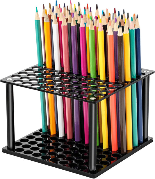 Outus 96 Holes Pencil Brush Holder Acrylic Paintbrush Holders Desk Organizer Stand Holder for Pencil Pen Paint Brushes Modeling Tool Office Art Supplies(Clear)