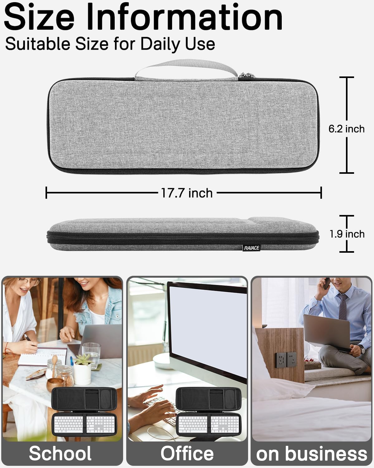 RAIACE Hard Storage Case Compatible with Apple Magic Keyboard + Magic Mouse. (Case Only) - Black