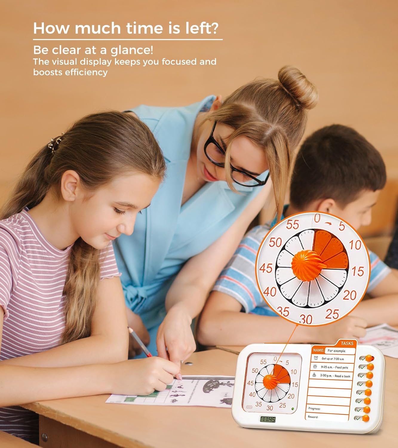 3-in-1 Visual ADHD Timer for Kids & Adults with Planning Board, Task Timer, Chore Chart & Visual Schedule Planner, Autism & ADHD Tools with Checklist for Homeschool Supplies, Home, School