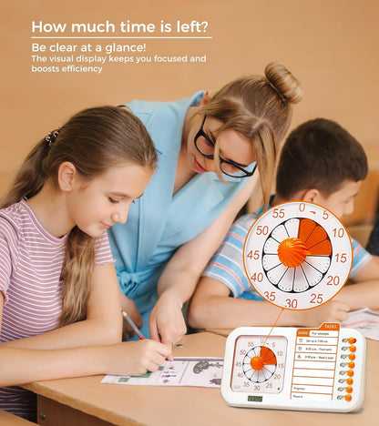 3-in-1 Visual ADHD Timer for Kids & Adults with Planning Board, Task Timer, Chore Chart & Visual Schedule Planner, Autism & ADHD Tools with Checklist for Homeschool Supplies, Home, School