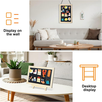 Maitys Black Souvenir Magnetic Board with Stand, 12 x 8 Inches Metal Magnet Display Bulletin Board for Wall Tabletop, Souvenir Easel Stand for Home Office
