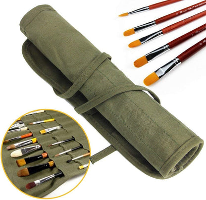 Paint Brush Holder, 22 Slots Storage for Acrylic Oil Watercolor Gouache Artist Roll Canvas Pouch, Silver White Holds 100 Brushes