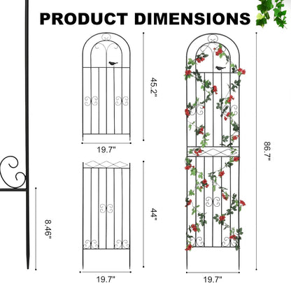 2 Pack 70.8" H x 19.7" W Metal Garden Trellis with Black Coating, Wire Lattice Grid Panel for Climbing Plants Outdoor Roses Vine Cucumbers Vegetables Flower Support (70.8" H, 2 Pack)