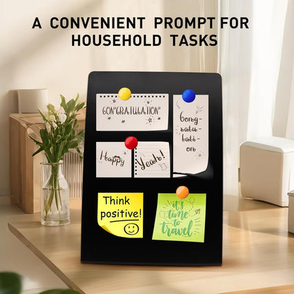 4 Pack Magnet Board, Black Magnetic Bulletin Board Metal Magnet Display Stand with Easel Stand Tabletop Memo Display Board for Memos, Photos & Documents Table Supplies