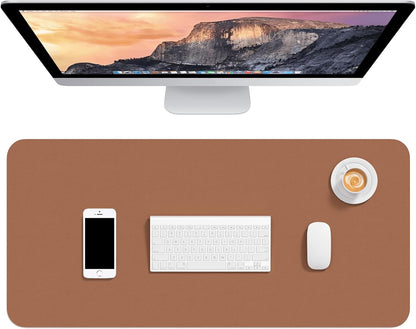 Hsurbtra Desk Pad, 23.6" x 13.8" PU Leather Desk Mat, M Extended Mouse Pad, Waterproof Desktop Blotter Protector, Non-Slip Ultra Thin Small Laptop Keyboard Writing Mat for Office Home, Pink