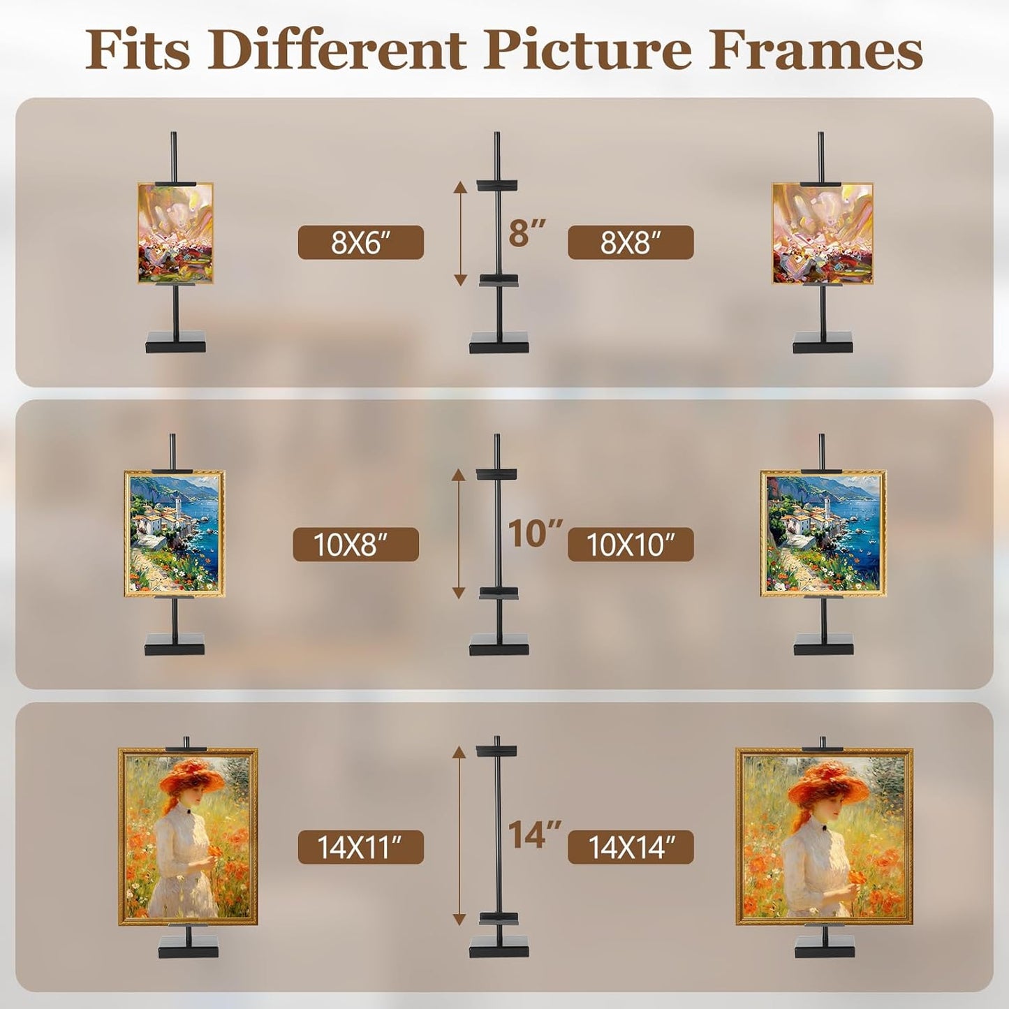 1pcs Adjustable Tabletop Easel Stand for Picture Frames, Picture Easels for Display, Gold Easel, Picture Frame Stand, Adjustable Art Easel.(18inch,Black)
