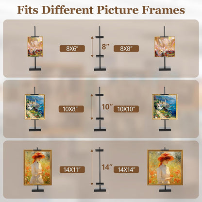 1pcs Adjustable Tabletop Easel Stand for Picture Frames, Picture Easels for Display, Gold Easel, Picture Frame Stand, Adjustable Art Easel.(18inch,Black)