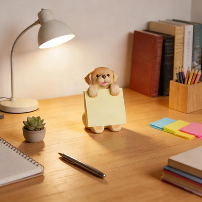 Highland Cow Pop-up Sticky Note Dispenser, Includes 1 Pad of 3x3 in Super Sticky Notes, 100 Sheets, Resin Cute Handmade Desk Holder for Office & Home-Beige