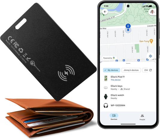 Zoilytech Wallet Tracker Card for Android,Rechargeable Tag Wallet Finder, Thin and Light Smart Card IP68 Waterproof GPS Tracker Item Locator for Google Find Hub App(Android Only)