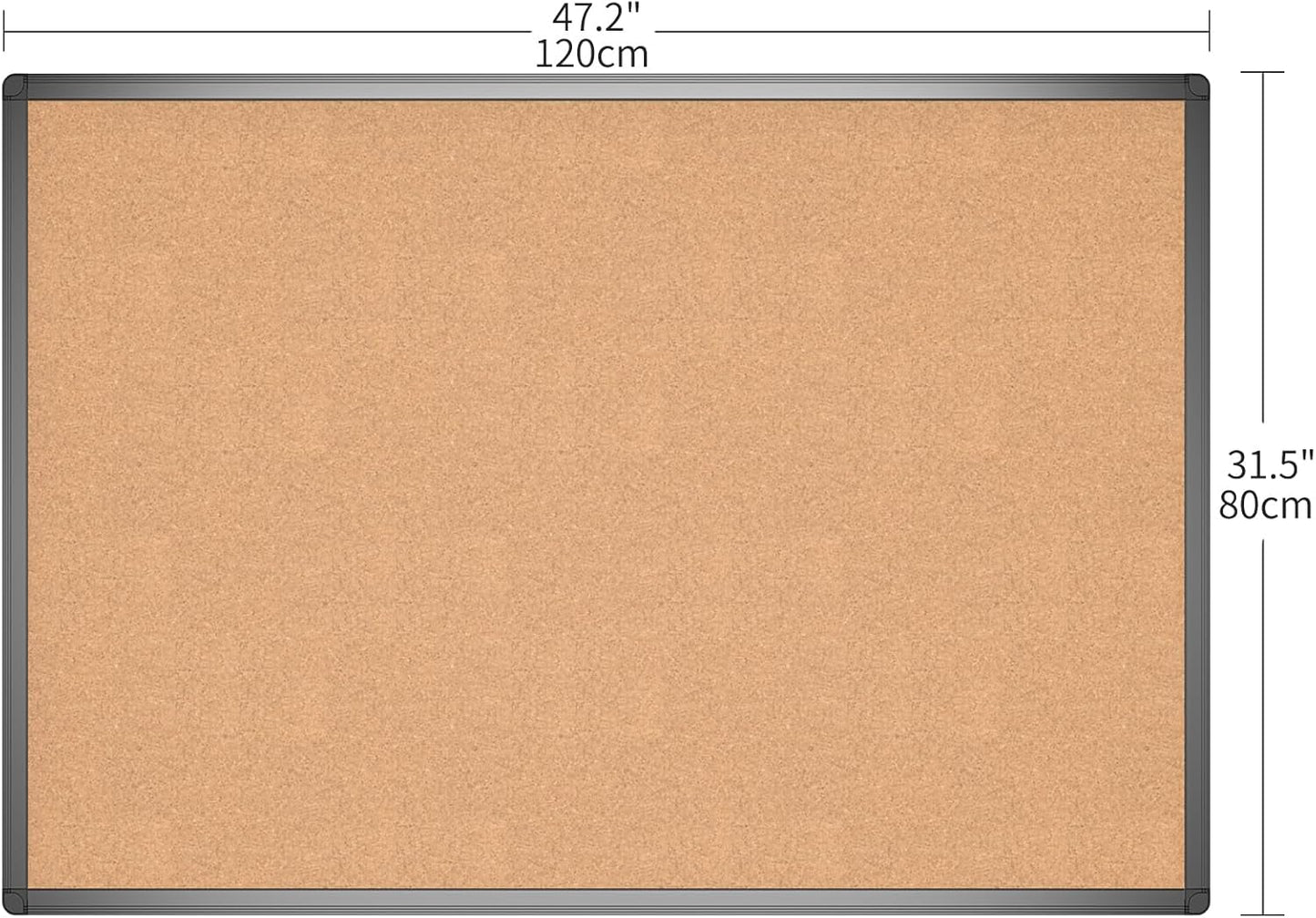 VIZ-PRO Cork Notice Board, 36 X 24 Inches, Cork Bulletin Board with Black Aluminium Frame