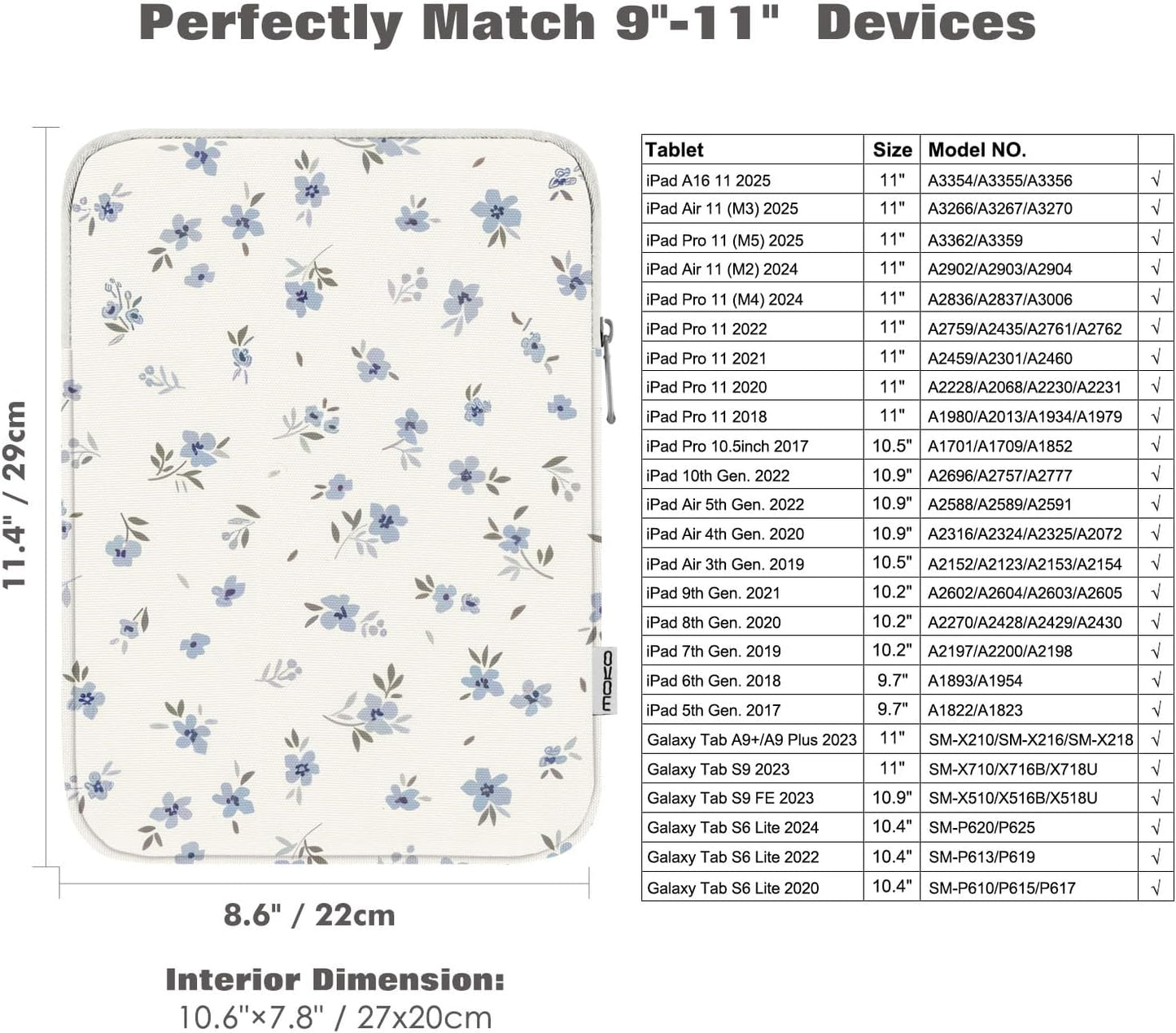 MoKo 7-8 Inch Tablet Sleeve Bag, Polyester Pouch Cover Case Fits iPad mini (A17 Pro) 8.3" 2024, iPad mini 6/5/4/3/2/1, Samsung Galaxy Tab S2 8.0, Tab A 8.0, ZenPad Z8s 7.9,Black