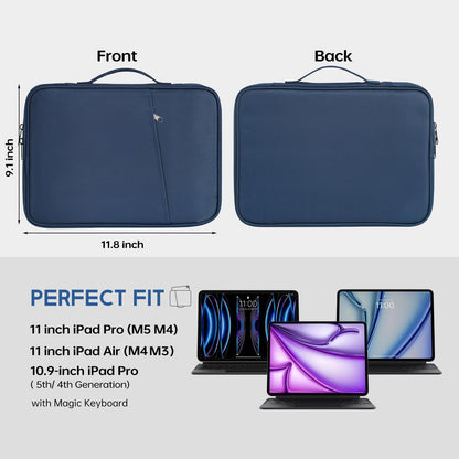 13 inch iPad Pro Case, Padded Travel Carrying Sleeve for iPad Pro 13-in M5 M4 & iPad Air 13-in M2 M3 M4(2026) w/Magic Keyboard, Water-Resistant Shockproof iPad Soft Bag Cover Accessory Pocket -Black