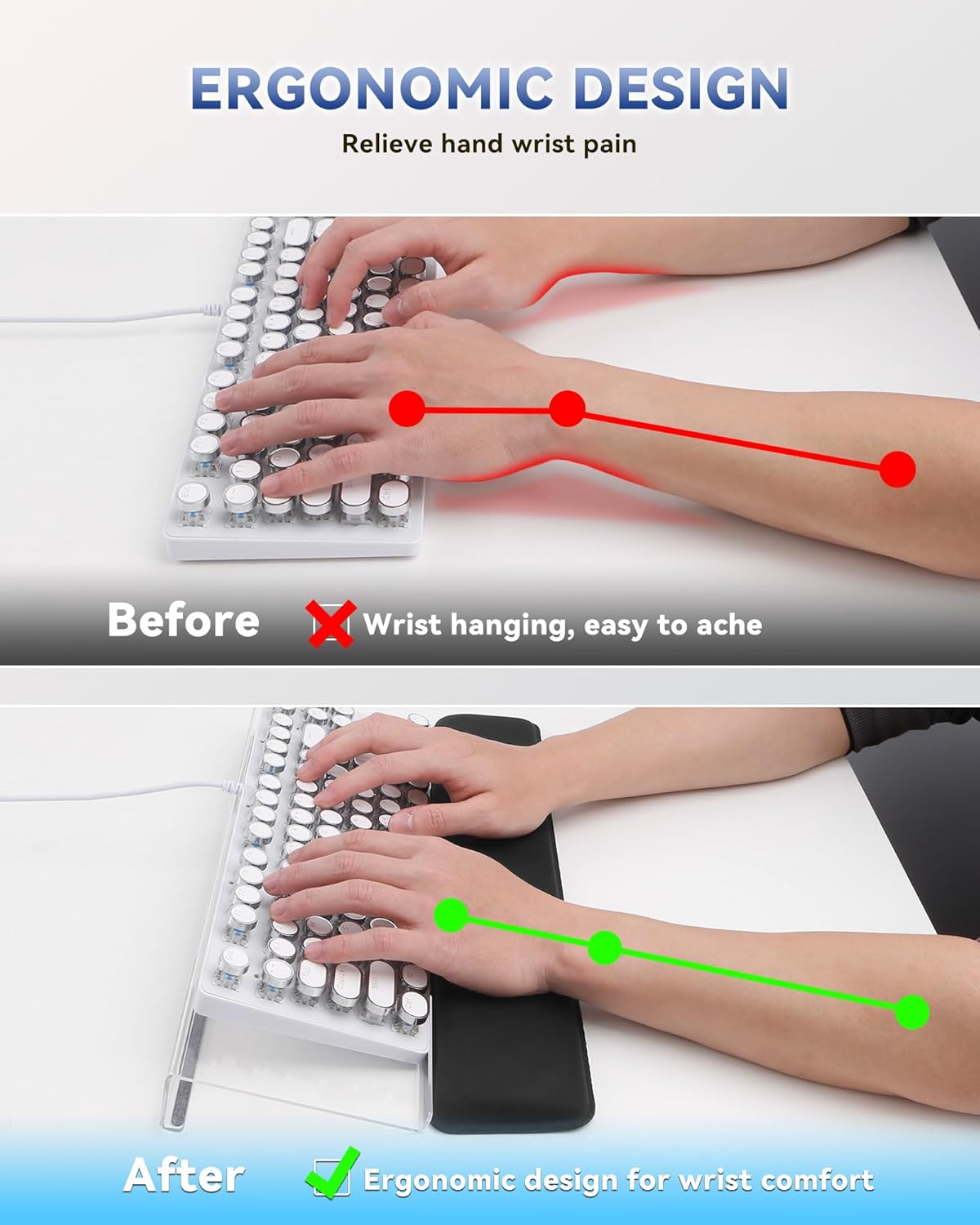 Laborio Computer Keyboard Stand for Desktop, Keyboard Riser Wrist Rest Holder for Easy Typing, Office Desk, Home, School Accessories(Coffee)