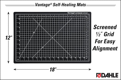 Dahle Vantage 10670 Premium Self-Healing Cutting Mat, 9"x12", 1/2" Grid, 5 Layers for Max Healing, Perfect for Crafts & Sewing, Black