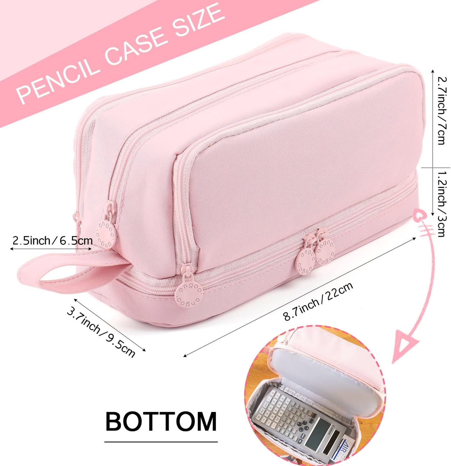 MAMUNU Large Capacity Pencil Case 4 Compartments, Pencil Pouch Bag with Zipper Portable Handle, Pen Case Bag Stationery Organizer for Office College School Adults Teen Girls Boys Men Women, Black
