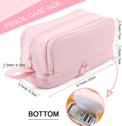 MAMUNU Large Capacity Pencil Case 4 Compartments, Pencil Pouch Bag with Zipper Portable Handle, Pen Case Bag Stationery Organizer for Office College School Adults Teen Girls Boys Men Women, Black