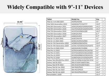 TiMOVO 9-11" Tablet Sleeve Bag for iPad 11-inch A16 2025, iPad 10.9"/10.2"| Air 11 Inch/5th/4th Gen. 10.9", Galaxy Tab A9+/A11Plus 11", Protective Bag Fit Smart Keyboard, Dusty Blue
