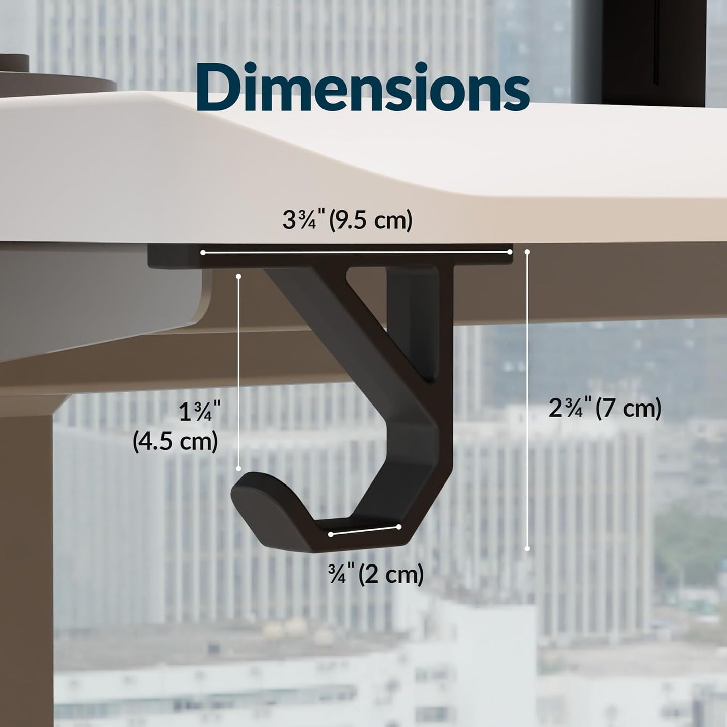 Vari VariDesk Undermount Desk Hook – Heavy-Duty Under Desk Hooks for Bags, Headphones & Accessories, Supports Up to 50 lbs Space-Saving Organizer (Set of 2)