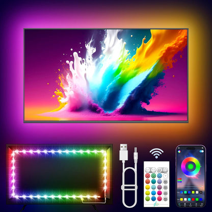 KANTUTOE LED Lights for TV, 16.4ft TV LED Backlight for 45-75 Inch TVs, RGB TV Backlight Behind with Music Sync, Smart APP and Button Control Strip Lights USB Powered for Bedroom/Gaming