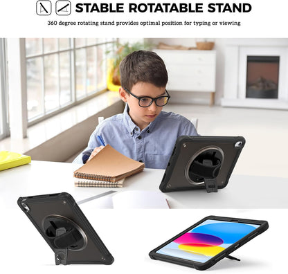 ProCase for iPad 11th Generation A16 2025/iPad 10th Generation Case 10.9 Inch 2022, Heavy Duty Shockproof Rugged Cover with Hand Strap 360 Degree Rotatable Kickstand Protective for iPad 11/10 -Black