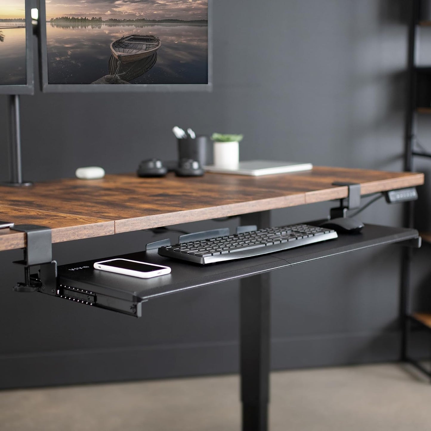 VIVO Large Keyboard Tray Under Desk Pull Out with Extra Sturdy C Clamp Mount System, 27 (33 Including Clamps) x 11 Inch Slide-Out Platform Computer Drawer for Typing, Black, MOUNT-KB05E