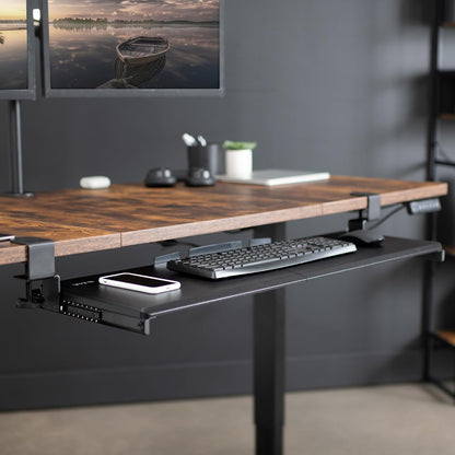 VIVO Large Keyboard Tray Under Desk Pull Out with Extra Sturdy C Clamp Mount System, 27 (33 Including Clamps) x 11 Inch Slide-Out Platform Computer Drawer for Typing, Black, MOUNT-KB05E