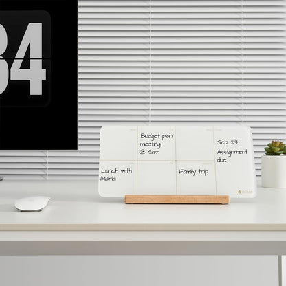Yeoux Glass Dry Erase Board with Storage Box and Weekly to Do Whiteboard Combination