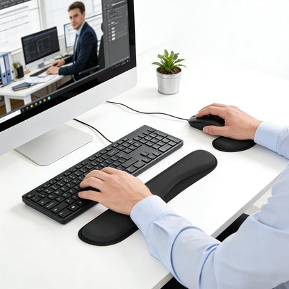 KTRIO Ergonomic Keyboard Wrist Rest and Mouse Pad with Wrist Rest Set, Memory Foam Wrist Support for Typing, Gaming, Office and Home Use, Black