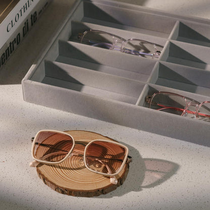 Glasses Holder Box Drawer Sunglass Organizer for Men Clear Storage Case 8 Slot Multiple Reading Glasses Display
