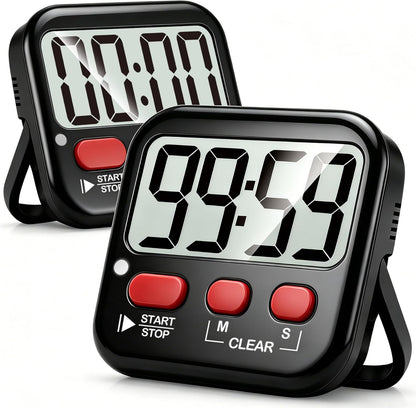 Antonki 2 Pack Digital Timer for Kids, Magnetic Countdown Kitchen Timers for Cooking, Egg, Classroom, Teacher, Exercise, Study, Oven - Battery Included