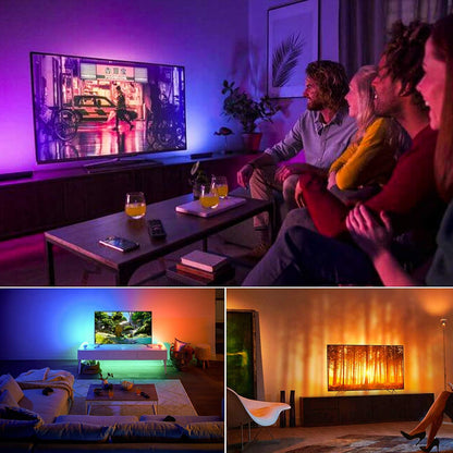 Bason TV LED Backlight for 55-65 inch TV, Bluetooth APP & Remote Control Strip Lights, Immersive Music Sync RGB USB Bias Lighting, Ambient TV Backlighting for Gaming, Movie & Home Theater Setup