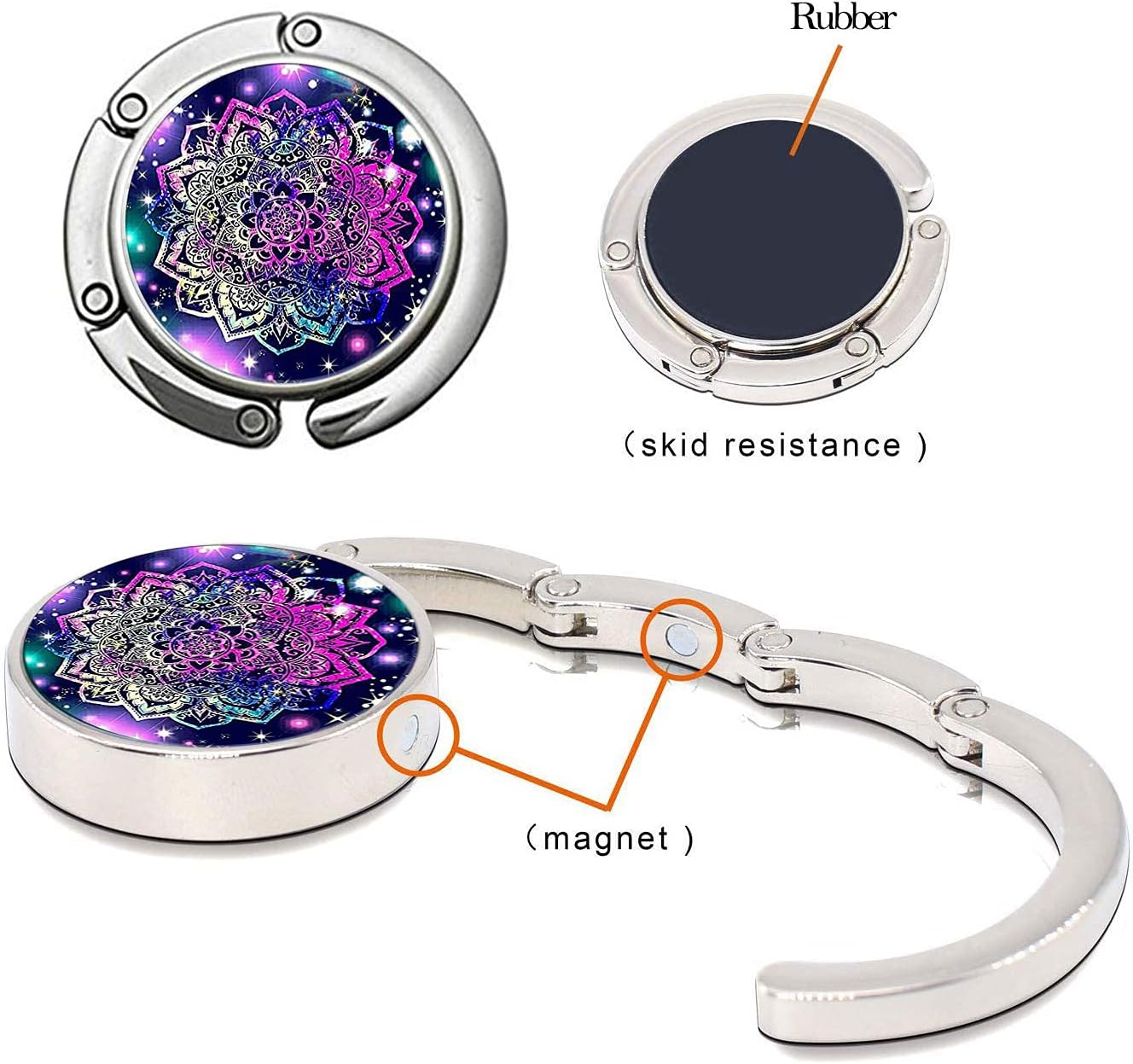 Bosketo Foldable Purse Hook Womens Bag Table Hanger Collection Desk Hooks for Purse (3pack Pretty Floral Hook)