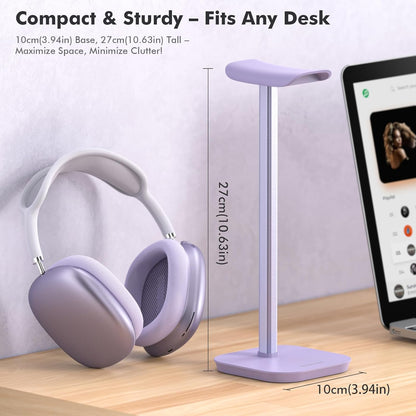 Headphone Stand, Desktop Headset Holder Heavy Base Desk Earphone Stand Aluminum Gaming Headset Hanger Rack Compatible with AirPods Max, AirPods Pro, Sony, Beats, Bose, Razer (White)