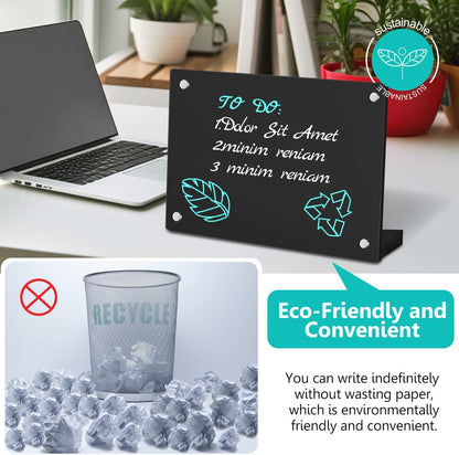 2PCS Clear Acrylic Weekly Dry Erase Board Desktop, 8x6 Small Magnetic Whiteboard with Stand for Table Calendar Memo Board for Fridge, Office, School, Home