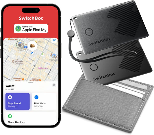 SwitchBot Slim Wallet Tracker Card (2.5mm) – Works with Apple Find My (iOS Only), Credit Card Finder for Wallet, Phone & Keys, IP67 Waterproof, Up to 3-Year Battery